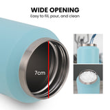 NNEMB 1L Double Wall Insulated Stainless Steel Water Bottle, Drink Jug with Handle, Seafoam Green