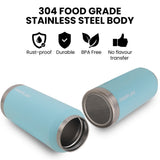 NNEMB 1L Double Wall Insulated Stainless Steel Water Bottle, Drink Jug with Handle, Seafoam Green
