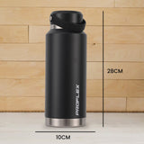 NNEMB 1L Double Wall Insulated Stainless Steel Water Bottle, Drink Jug with Handle, Black