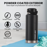 NNEMB 1L Double Wall Insulated Stainless Steel Water Bottle, Drink Jug with Handle, Black