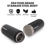 NNEMB 1L Double Wall Insulated Stainless Steel Water Bottle, Drink Jug with Handle, Black