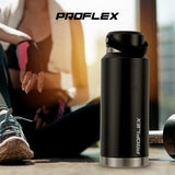 NNEMB 1L Double Wall Insulated Stainless Steel Water Bottle, Drink Jug with Handle, Black