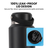 NNEMB 1L Double Wall Insulated Stainless Steel Water Bottle, Drink Jug with Handle, Black