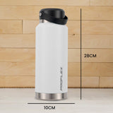 NNEMB 1L Double Wall Insulated Stainless Steel Water Bottle, Drink Jug with Handle, White