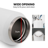 NNEMB 1L Double Wall Insulated Stainless Steel Water Bottle, Drink Jug with Handle, White