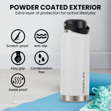 NNEMB 1L Double Wall Insulated Stainless Steel Water Bottle, Drink Jug with Handle, White