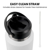 NNEMB 1L Double Wall Insulated Stainless Steel Water Bottle, Drink Jug with Handle, White