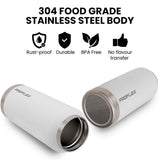 NNEMB 1L Double Wall Insulated Stainless Steel Water Bottle, Drink Jug with Handle, White