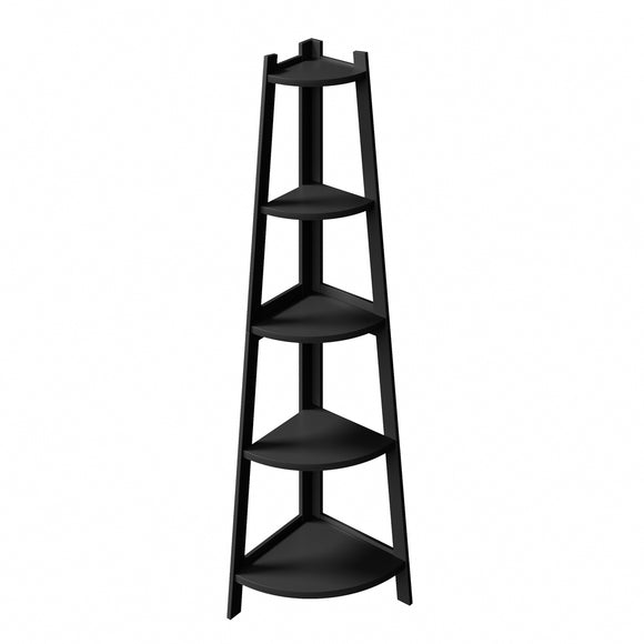 NNEED Corner Ladder Shelf 5-Tier Display Shelf Black