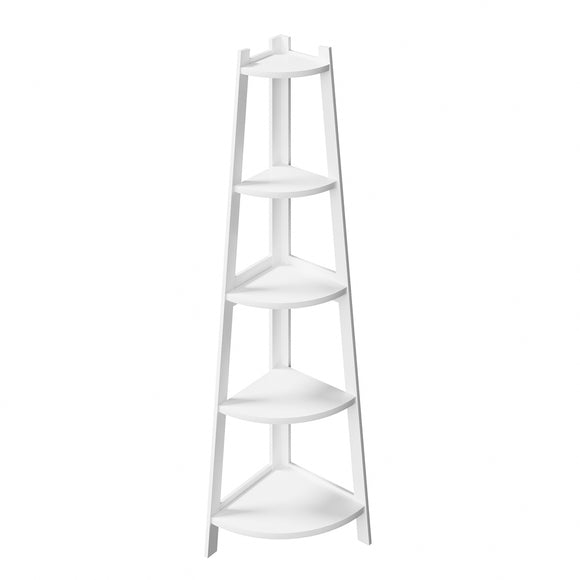 NNEED Corner Ladder Shelf 5-Tier Display Shelf White