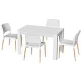 NNEDSZ 1 Artiss Dining Table and 4 Chairs Set White Wood