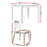 NNEDSZ 1 Artiss Dining Table and 4 Chairs Set White Wood