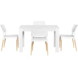 NNEDSZ 1 Artiss Dining Table and 4 Chairs Set White Wood