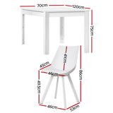 NNEDSZ 1 Artiss Dining Table and 4 Chairs Set Rectangle White