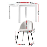 NNEDSZ 1 Artiss Dining Table and 4 Chairs Set White Sherpa