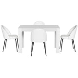 NNEDSZ 1 Artiss Dining Table and 4 Chairs Set White Sherpa