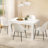 NNEDSZ 1 Artiss Dining Table and 4 Chairs Set White Sherpa