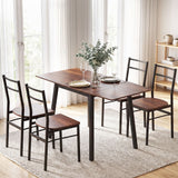 Artiss Dining Table and Chairs Set 5pcs with Extendable 60-120cm Drop-Leaf Table Brown
