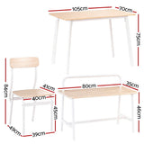 Artiss Dining Table and Chairs Set of 4 Bench Kitchen Furniture Natural and White