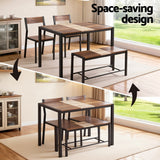 Artiss Dining Table and Chairs Set of 4 Bench Kitchen Furniture Rustic Brown