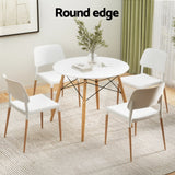 NNEDSZ 1 Artiss Dining Table and 4 Chairs Set Round White