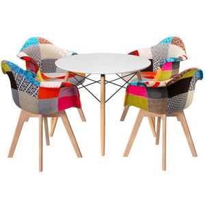 NNEDSZ 1 Artiss Dining Table and 4 Chairs Set DSW White