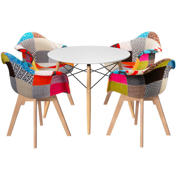 NNEDSZ 1 Artiss Dining Table and 4 Chairs Set DSW White