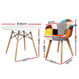 NNEDSZ 1 Artiss Dining Table and 2 Chairs Set DSW 90cm
