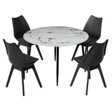 NNEDSZ 1 Artiss Dining Table and 4 Chairs Set Marble Black