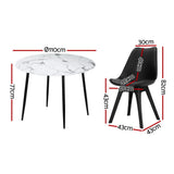 NNEDSZ 1 Artiss Dining Table and 4 Chairs Set Marble Black