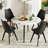NNEDSZ 1 Artiss Dining Table and 4 Chairs Set Marble Black