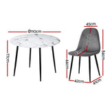 NNEDSZ 1 Artiss Dining Table and 4 Chairs Set Marble Grey