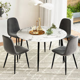 NNEDSZ 1 Artiss Dining Table and 4 Chairs Set Marble Grey