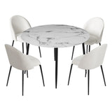 NNEDSZ 1 Artiss Dining Table and 4 Chairs Set Marble White