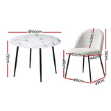 NNEDSZ 1 Artiss Dining Table and 4 Chairs Set Marble White