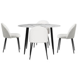 NNEDSZ 1 Artiss Dining Table and 4 Chairs Set Marble White