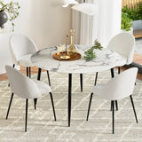NNEDSZ 1 Artiss Dining Table and 4 Chairs Set Marble White