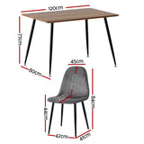 NNEDSZ 1 Artiss Dining Table and 4 Chairs Set Grey Metal