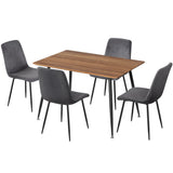 NNEDSZ 1 Artiss Dining Table and 4 Chairs Set Grey Velvet