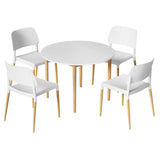 NNEDSZ 1 Artiss Dining Table and 4 Chairs Set White Wood