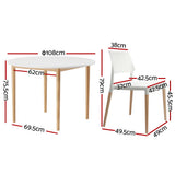 NNEDSZ 1 Artiss Dining Table and 4 Chairs Set White Wood