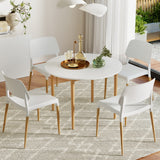 NNEDSZ 1 Artiss Dining Table and 4 Chairs Set White Wood