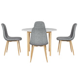 NNEDSZ 1 Artiss Dining Table and 4 Chairs Set White Grey