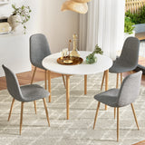 NNEDSZ 1 Artiss Dining Table and 4 Chairs Set White Grey