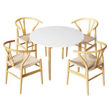 NNEDSZ 1 Artiss Dining Table and 4 Chairs Set Wishbone Wood
