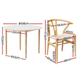 NNEDSZ 1 Artiss Dining Table and 4 Chairs Set Wishbone Wood