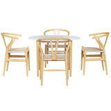 NNEDSZ 1 Artiss Dining Table and 4 Chairs Set Wishbone Wood
