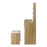 NNEED Dressing Table Stool Set Makeup Mirror 10 LED Bulbs Wooden