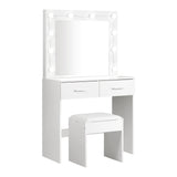 NNEED Dressing Table Stool Set Makeup Mirror 10 LED Bulbs White