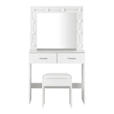 NNEED Dressing Table Stool Set Makeup Mirror 10 LED Bulbs White
